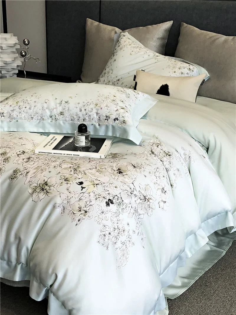 Duvet Cover Set Cotton Satin Watercolor Floral
