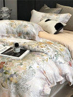 Duvet Cover Set Cotton Satin Watercolor Floral