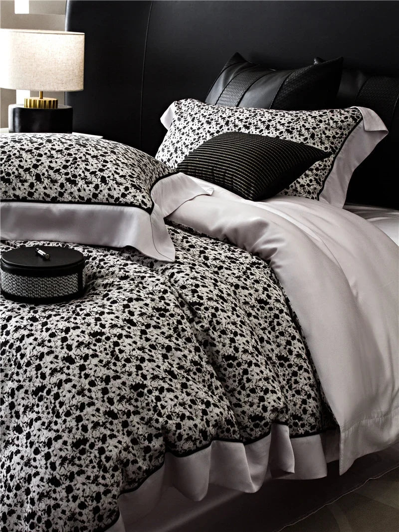 Duvet Cover Set Cotton Satin Watercolor Floral