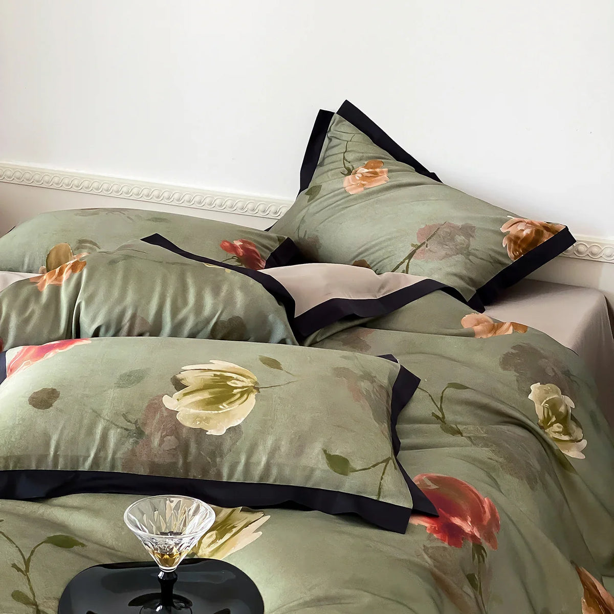 Duvet Cover Set Cotton Satin Watercolor Floral