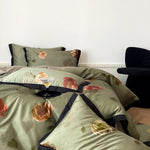 Duvet Cover Set Cotton Satin Watercolor Floral
