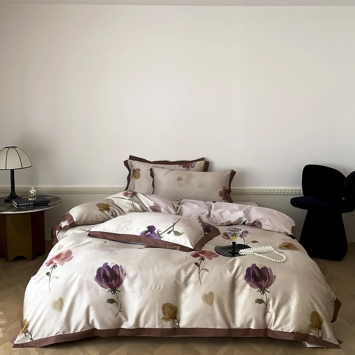 Duvet Cover Set Cotton Satin Watercolor Floral