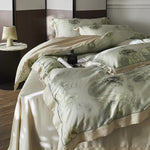 Duvet Cover Set Cotton Satin Watercolor Floral Concealed Zipper