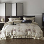 Duvet Cover Set Cotton Satin Watercolor Floral Concealed Zipper