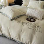 Duvet Cover Set Fine Cotton Satin Floral Embroidery