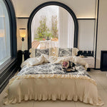 Duvet Cover Set Fine Cotton Satin Reversible Toile