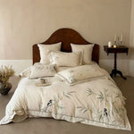 Duvet Cover Set Hand-Embroidered Floral Cotton-Linen 4-Piece