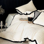 Duvet Cover Set Jacquard Quilting Contrast Piping 4-Piece