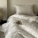 Duvet Cover Set Jacquard Satin Floral Relief 4-Piece