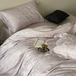 Duvet Cover Set Jacquard Satin Floral Relief 4-Piece