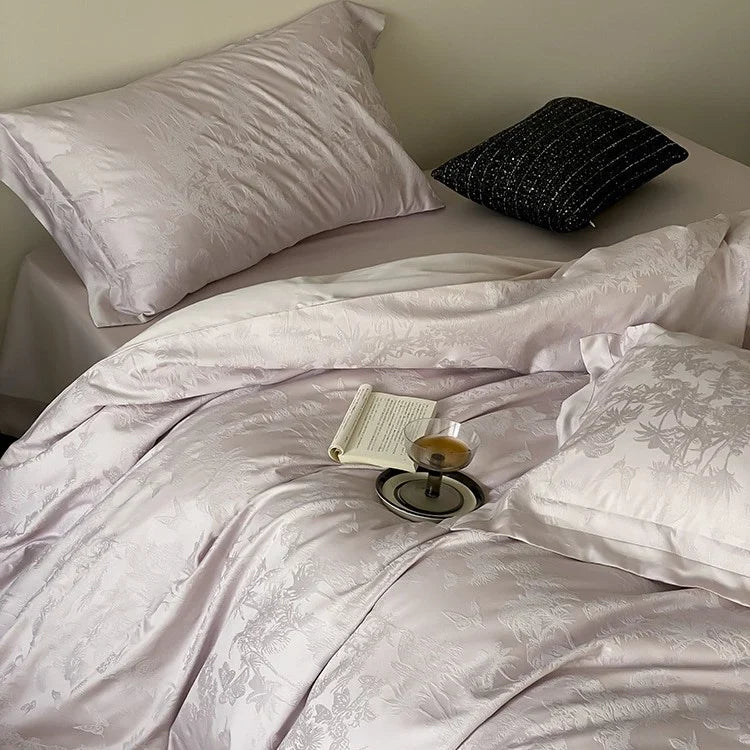 Duvet Cover Set Jacquard Satin Floral Relief 4-Piece