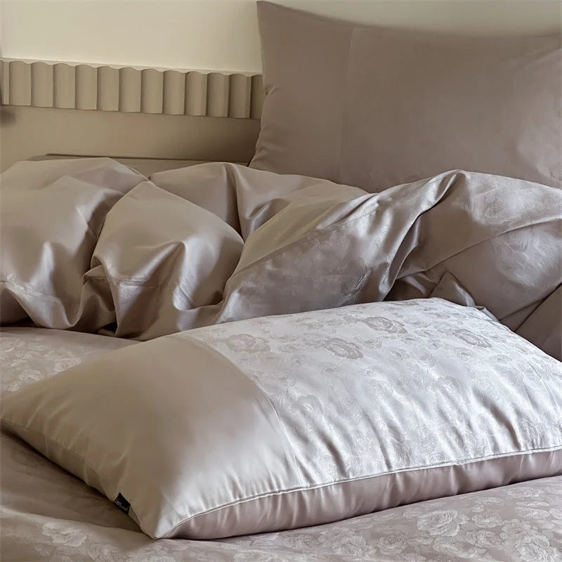 Duvet Cover Set Jacquard Satin Floral Relief 4-Piece Set