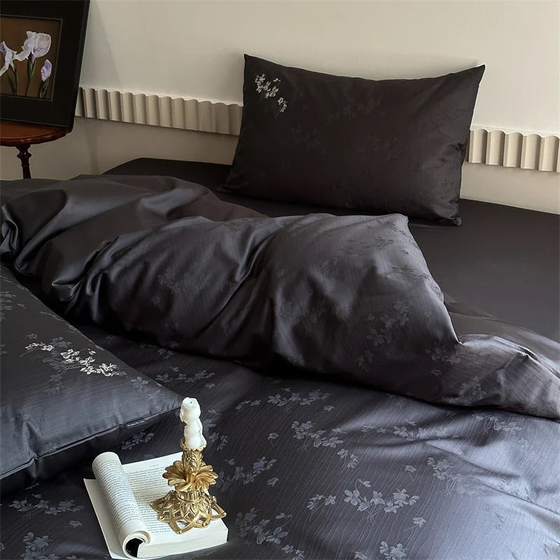Duvet Cover Set Jacquard Satin Floral Relief 4-Piece Set