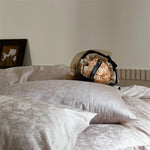 Duvet Cover Set Jacquard Satin Floral & Stripe 4-Piece