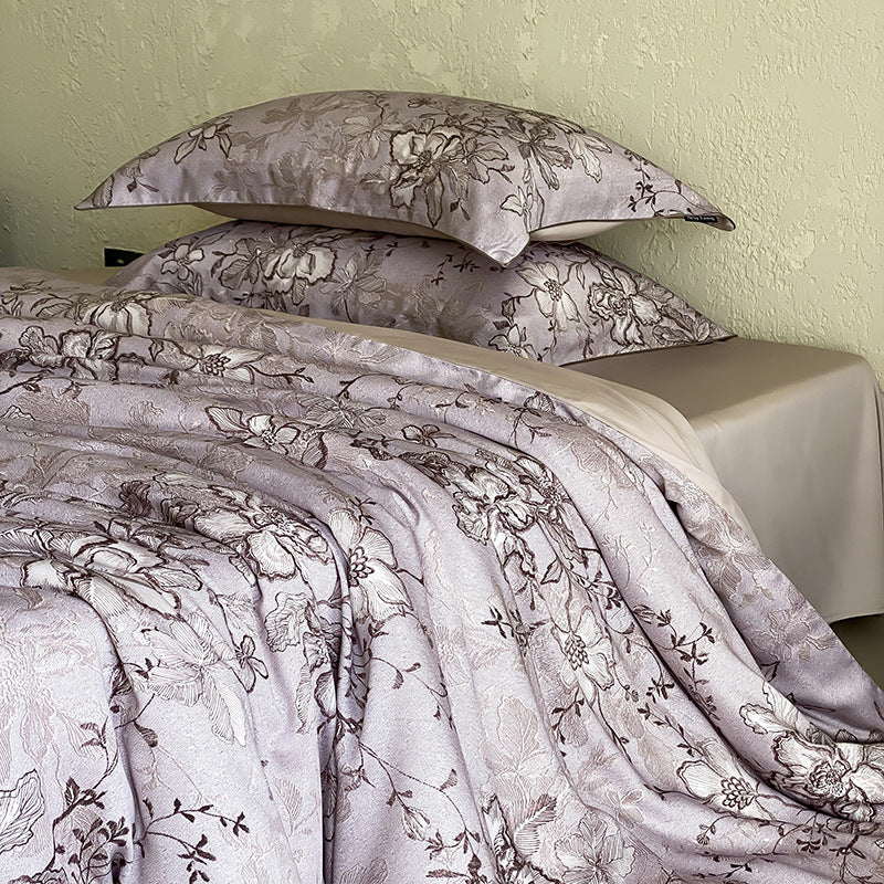 Duvet Cover Set Jacquard Tonal Floral Silky-Matte 4-Piece