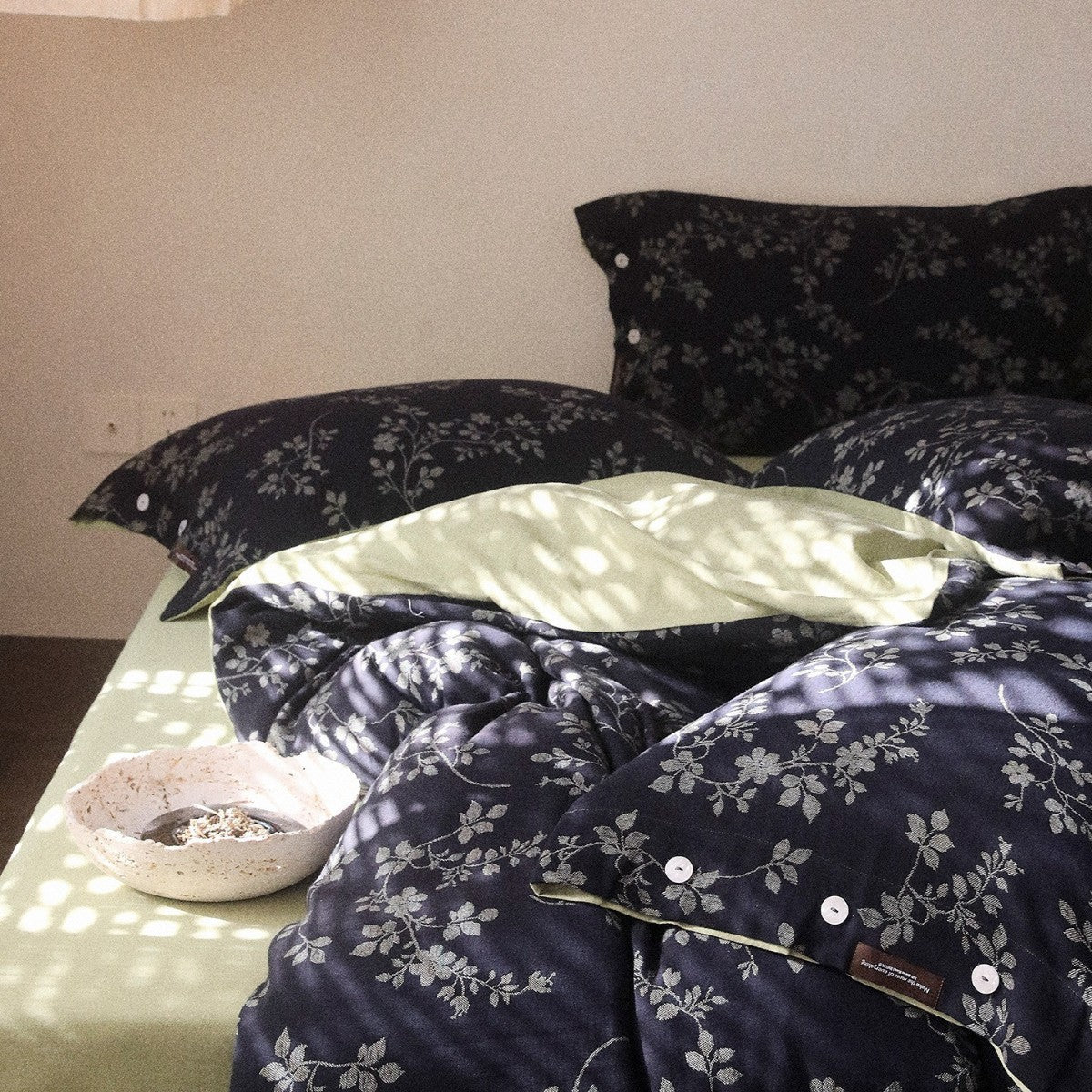 Duvet Cover Set Linen-Cotton Reversible Floral Set of 4