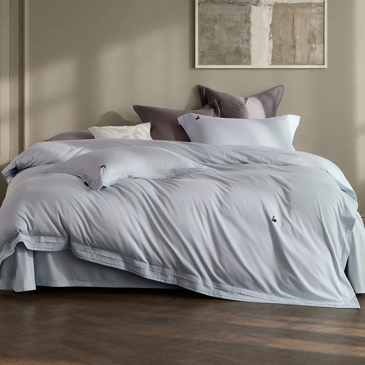 Duvet Cover Set Mako Cotton Satin Monogram Embroidery