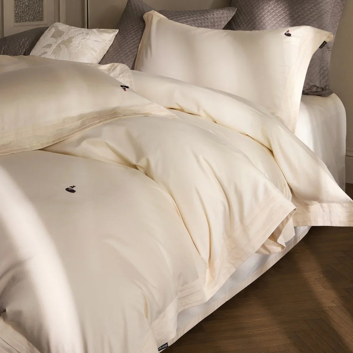 Duvet Cover Set Mako Cotton Satin Monogram Embroidery