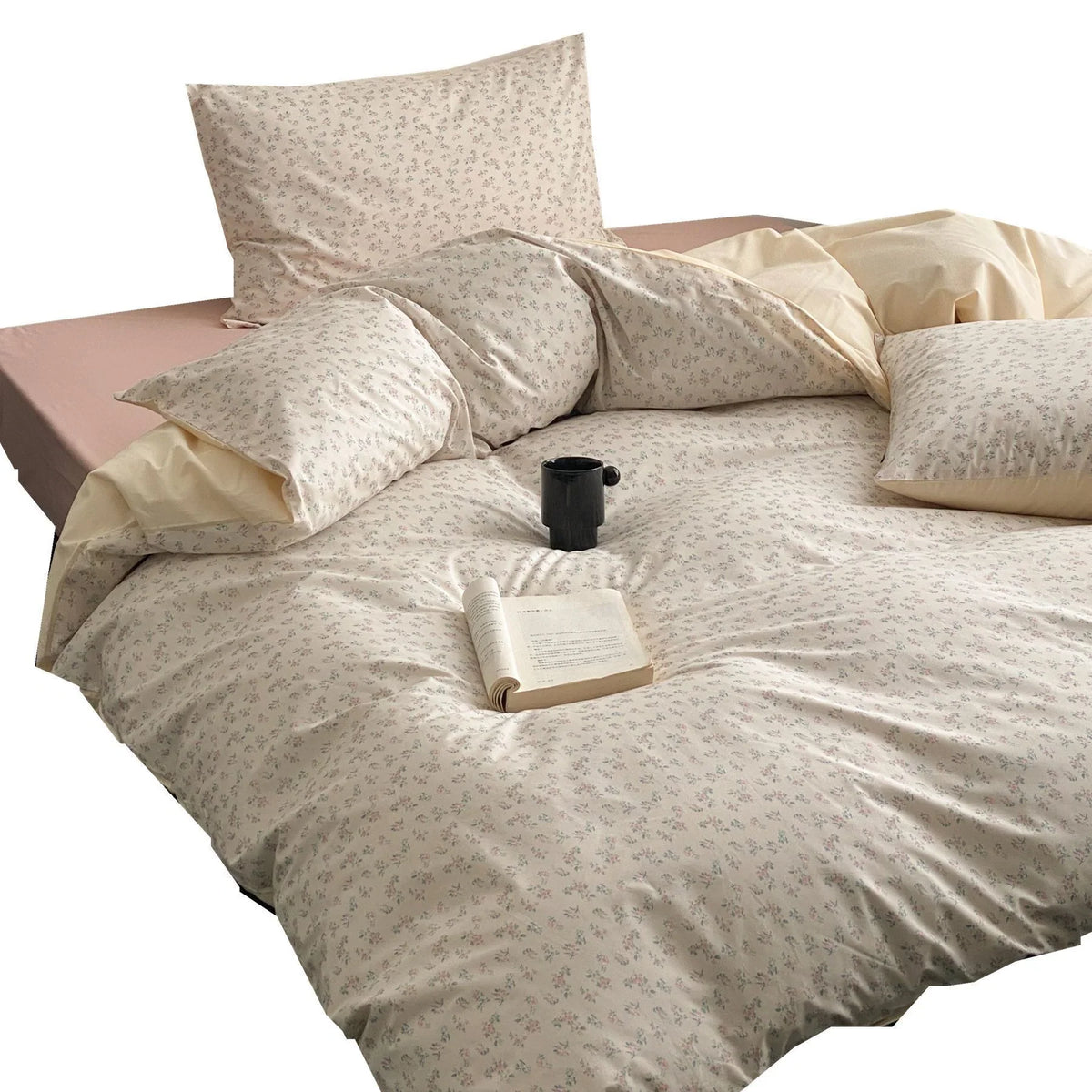 Duvet Cover Set Mako Cotton Satin Reversible 4-Piece
