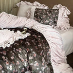 Duvet Cover Set Microfiber Velvet 4-Piece Ruffled Flounce