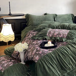 Duvet Cover Set Microfiber Velvet 4-Piece Ruffled Flounce