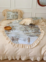 Duvet Cover Set Muslin-Look Cotton Blend Ruffled Edges
