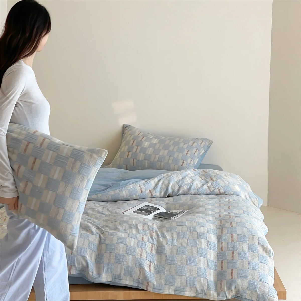 Duvet Cover Set Reversible Cotton Percale 4-Piece