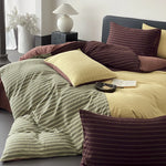 Duvet Cover Set Reversible Quilted Breathable Cotton Jersey