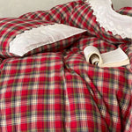 Duvet Cover Set Reversible Vichy Check Cotton Percale