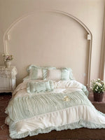 Duvet Cover Set Ruffle & Pleat Pearl Accents