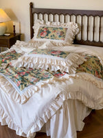 Duvet Cover Set Ruffled Floral Cotton Blend