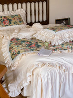 Duvet Cover Set Ruffled Floral Cotton Blend