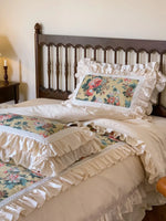 Duvet Cover Set Ruffled Floral Cotton Blend