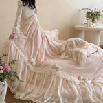 Duvet Cover Set Ruffled Lace Trim Machine Washable