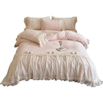 Duvet Cover Set Ruffled Lace Trim Machine Washable