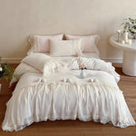 Duvet Cover Set Ruffled Lace Trim Machine Washable