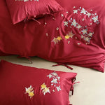 Duvet Cover Set Satin Embroidered Floral & Fish