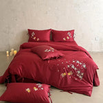Duvet Cover Set Satin Embroidered Floral & Fish