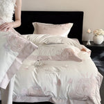 Duvet Cover Set Satin Embroidered Rose & Butterfly