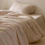 Duvet Cover Set Satin Floral Embroidery & Lace Trim