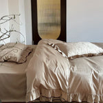Duvet Cover Set Satin Floral Jacquard 4-Piece