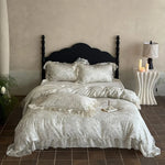 Duvet Cover Set Satin Jacquard Floral Relief 4-Piece