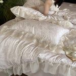 Duvet Cover Set Satin Jacquard Floral Relief 4-Piece
