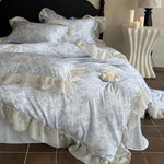 Duvet Cover Set Satin Jacquard Floral Relief 4-Piece