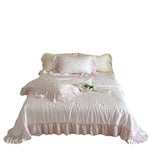 Duvet Cover Set Satin Jacquard Floral Ruffled Edges
