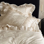 Duvet Cover Set Satin Jacquard Pleated Ruffles Machine Washable