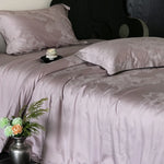 Duvet Cover Set Satin Jacquard Tone-On-Tone Damask Concealed Zipper