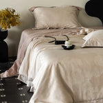 Duvet Cover Set Satin Jacquard Tone-On-Tone Damask Concealed Zipper