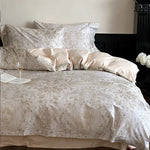 Duvet Cover Set Satin Rose Print Four-Piece