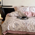 Duvet Cover Set Satin Rose Print Four-Piece
